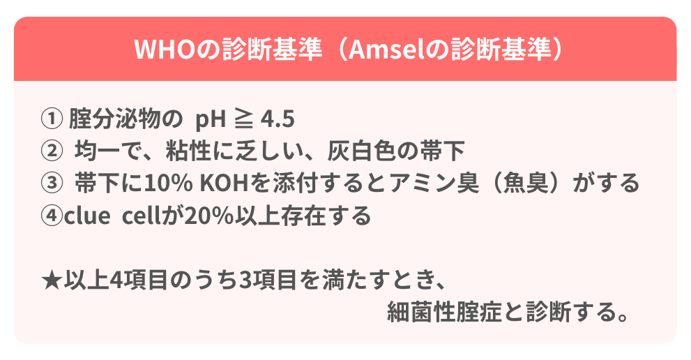 WHOによる診断基準（Amselの診断基準）